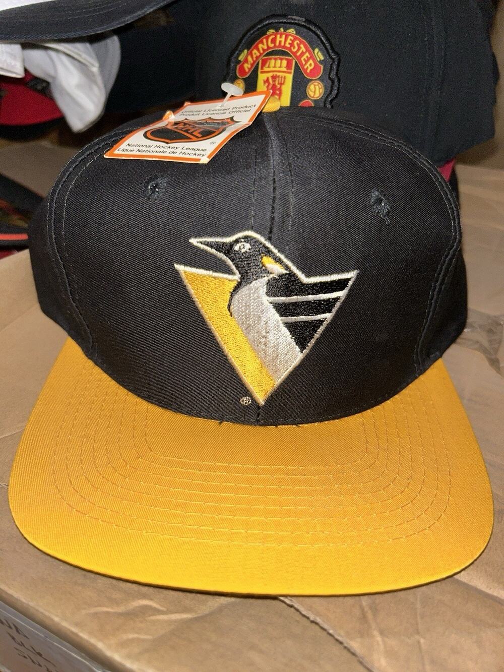 Vinatge Pittsburgh Penguins Two Tone AJD 1990s Adjustable Snapback Hat - NWT
